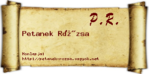 Petanek Rózsa névjegykártya